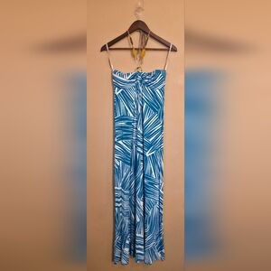 Tommy Bahama Caravan Away Hazy Teal Maxi Dress Size XS Hawaiian Beaded Tropical